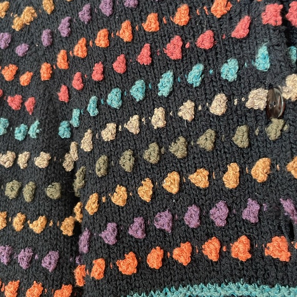 - Peruvian Connection Multi Color Button Front Cardigan With Hoodie. Medium - Picture 3 of 11
